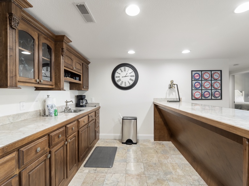 Wet bar on lower level