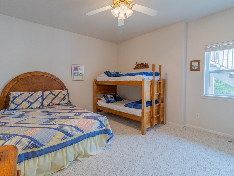 BEDROOM 6 - QUEEN BED AND TWIN BUNK BEDS