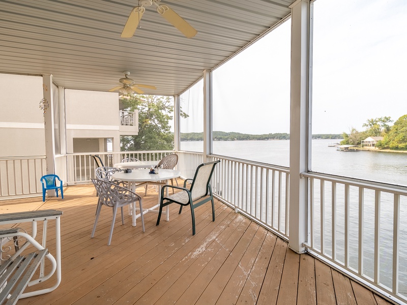 VIEW OF LAKE FROM LOWER LEVEL DECK