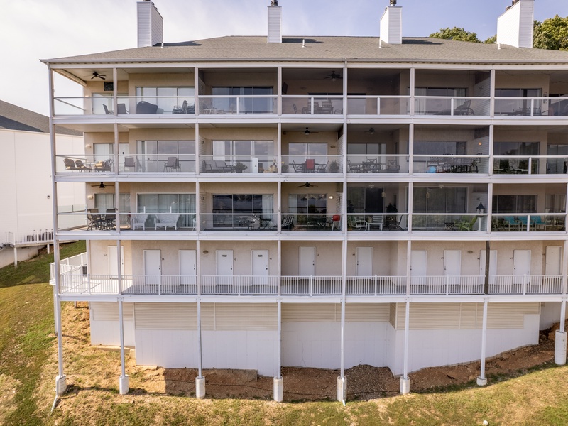 Aerial view of the back exterior