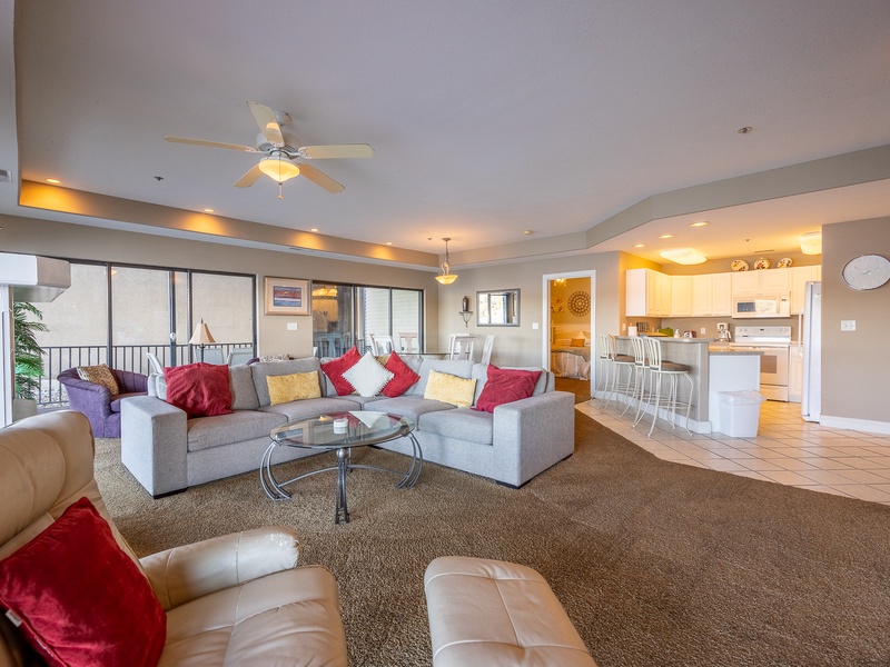 Lakeview living area and kitchen