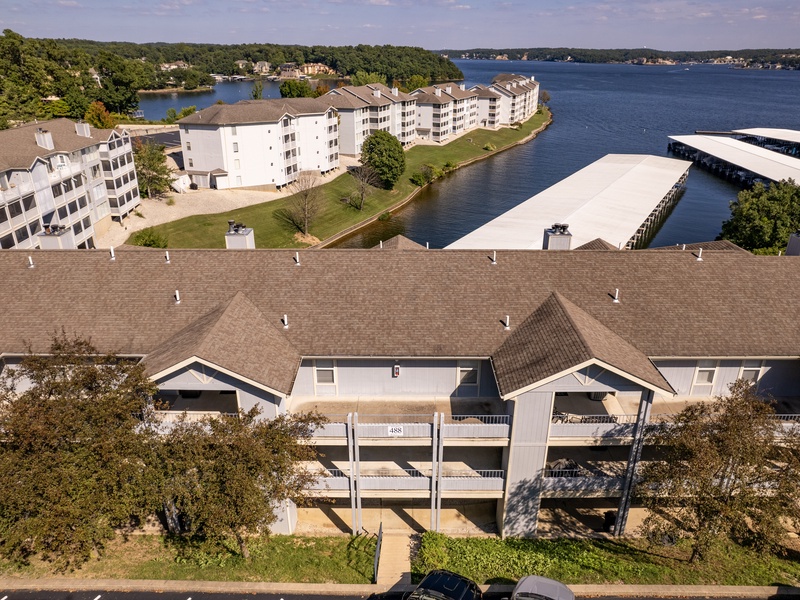Aerial view of the building
