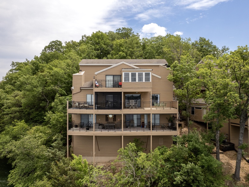 Aerial view of the back exterior