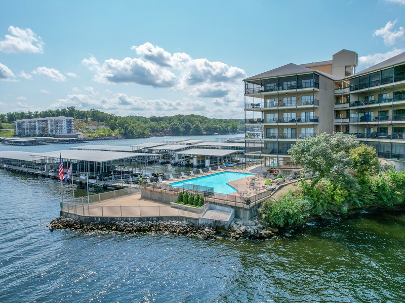 Aerial view of the pool on the point