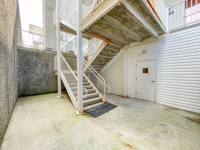 Down one level from parking