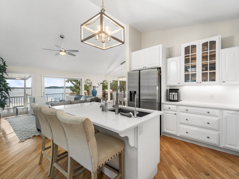 Kitchen open to living area
