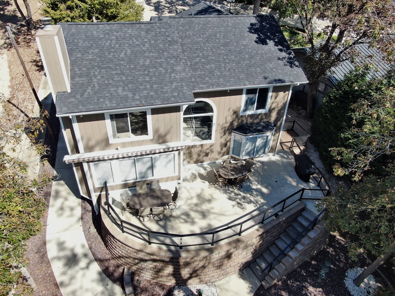 Aerial view of the house