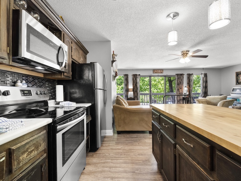 Main level kitchen open to living area