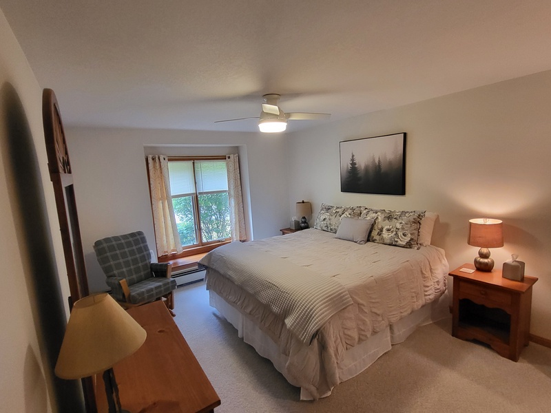 Primary Bedroom w/ King Size Bed and Private Bathroom