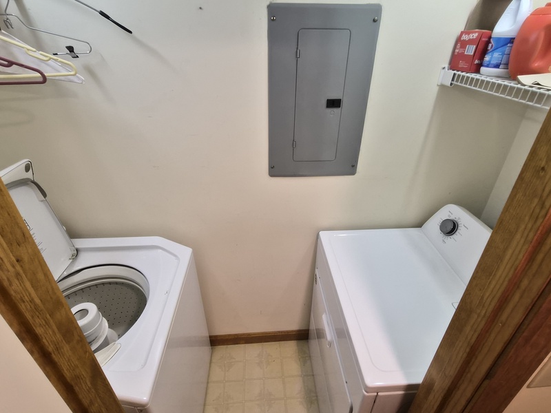 Offers a full size Washer/Dryer