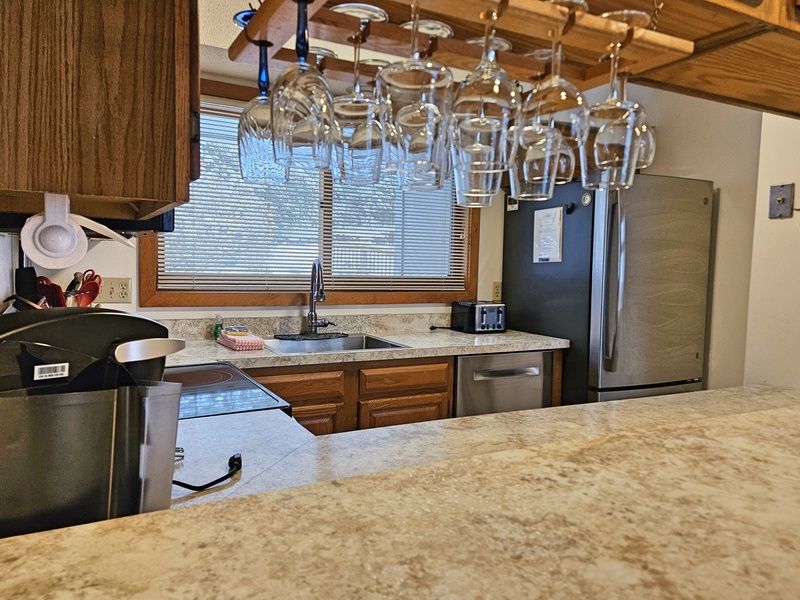 View into kitchen