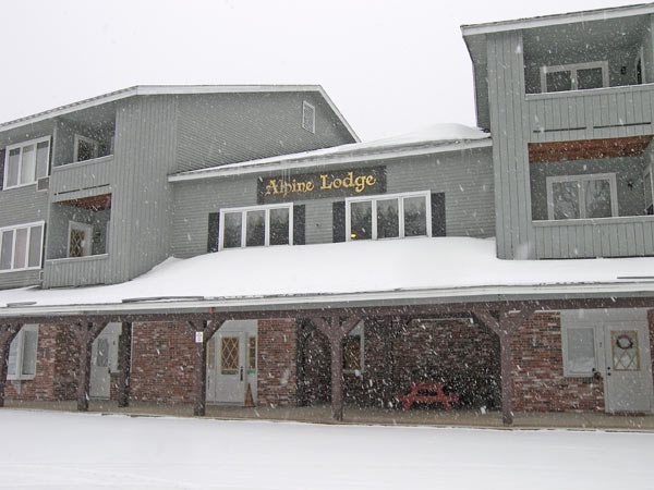 Outside the front of Alpine Lodge