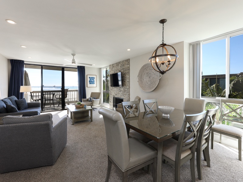 The living room and dining room are beautifully furnished for your comfort