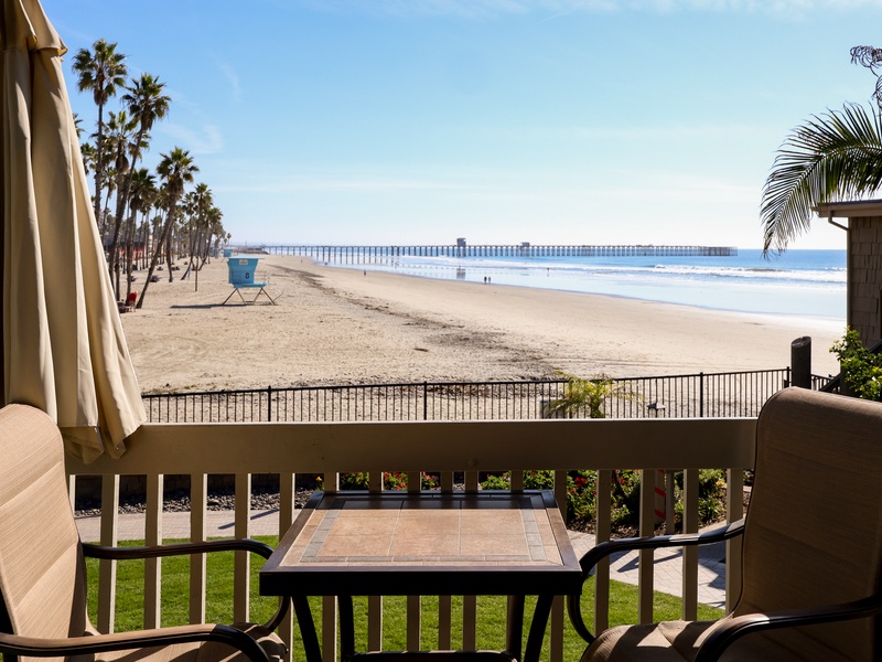 Incredible view of the beach and pier from the balcony