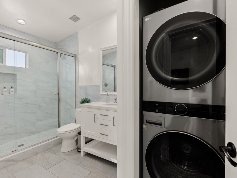 Full-size laundry machines for your convenience. 