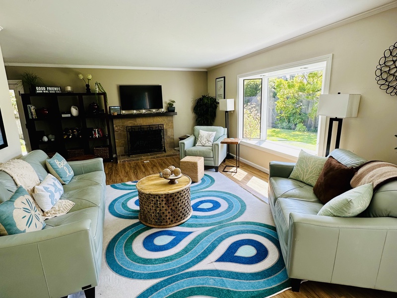 Relax in style with cozy living room furnishings, creating the perfect space for friends and family to come together
