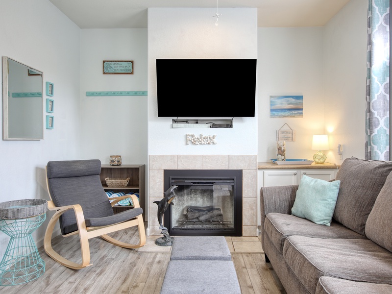 Welcome to Oceano Getaway, Unit 608! Your breezy upstairs one-bedroom beach retreat features a comfy king bed and a queen sleeper sofa for extra guests. Kick back in the full kitchen, perfect for whipping up seaside snacks after a day on the sand.