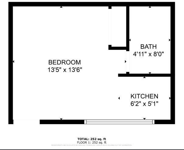 This is a studio condo, approximately 252sf