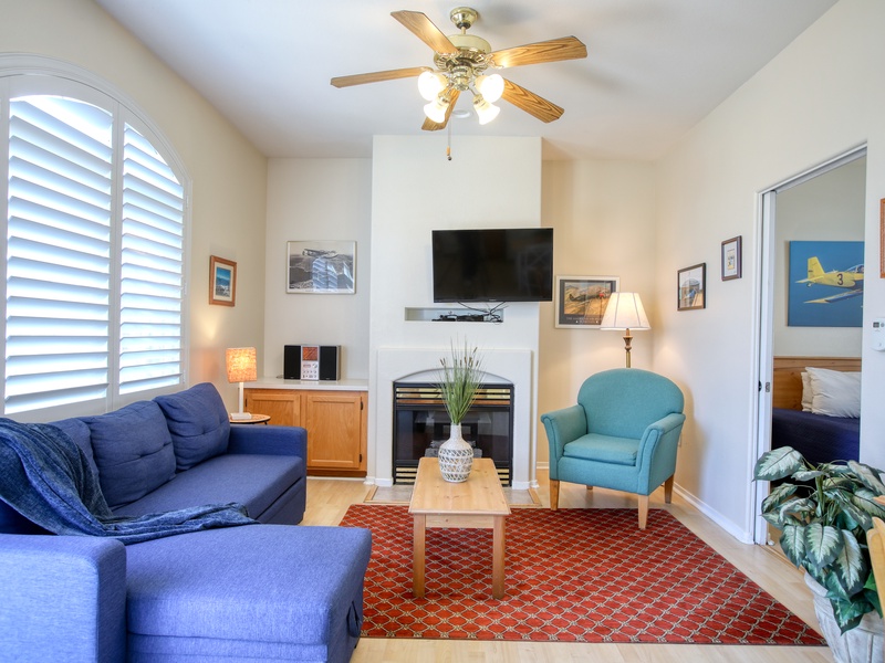 A snug living room designed for comfort and simplicity.