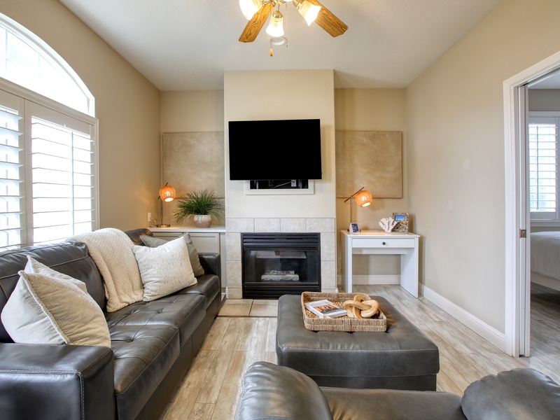 Welcome to Tranquil Retreat, Unit 508! Your breezy upstairs one-bedroom beach retreat features rqo comfy queen beds and a sleeper sofa for extra guests. Kick back in the full kitchen, perfect for whipping up seaside snacks after a day on the sand.
