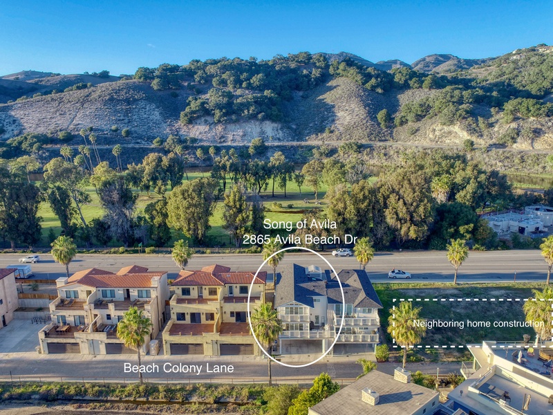 Guests will enter Song of Avila via a private gated road—Beach Colony Lane.

Please note that there is ongoing construction near the corner of Avila Beach Drive and San Miguel. Although it may not happen every day, occasional construction activity could occur during your stay.